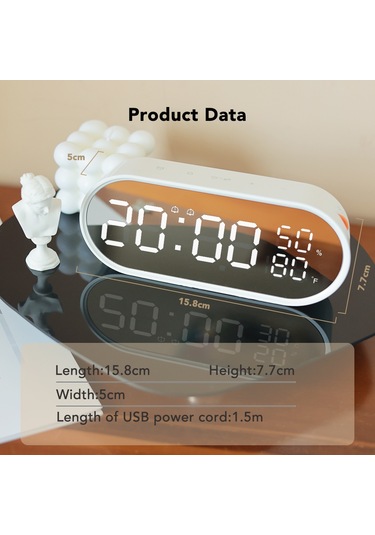 Dofolink Dijital Ayna Saat - Sicaklık Ve Nem Ölçer, Sürekli Işık Ayarı, Usb İle Beslenir Pil Dahil Değil