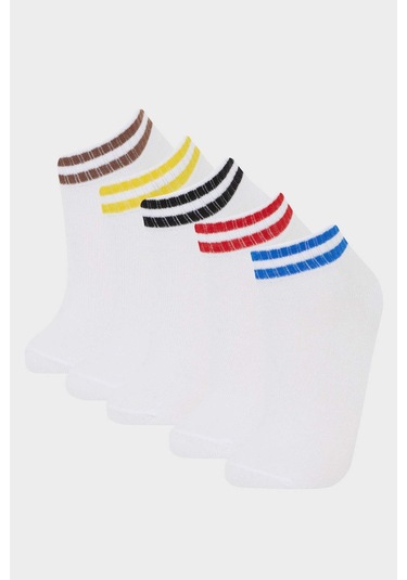 Defacto Erkek Çocuk 5li Pamuklu Patik Çorap F4704a8nswt1 Beyaz