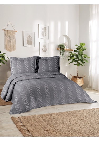 Aspen 3 Parça Çift Kişilik Pike Takımı Gri 240 X 260 Cm Gri