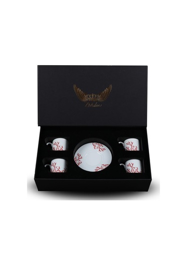 Mercan Tabak &çay Kahve Seti 20 Parça 4 Kişilik Beyaz - Mavi