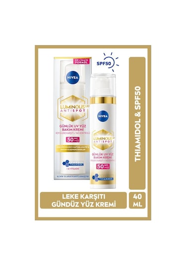Nivea Luminous630 Thiamidol Etkili Leke Karşıtı Gündüz Yüz Kremi SPF50 UV Koruma Hyaluronik Asit 40 ML