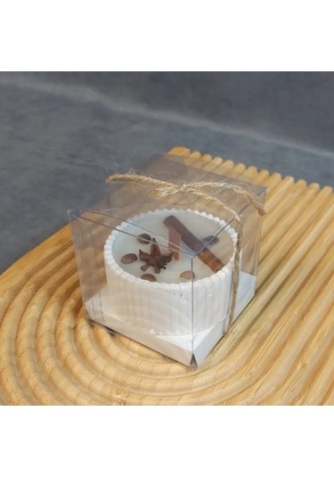 Uretti - Makbule 3845 El Yapımı Tarçın Ve Yıldız Temalı Şık Dekoratif Mumluk - Beyaz Beyaz