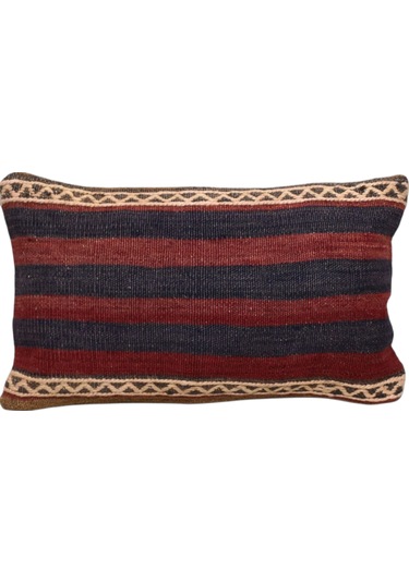 Zehra Abla Halı Yeni El Dokuma Dekoratif Lumbar Kilim Kırlent Yastık Kılıfı 6124