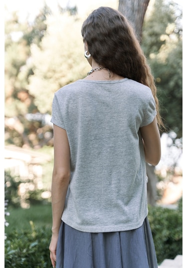 Bohemai Suva Kısa Kol Gri T-shirt Gri