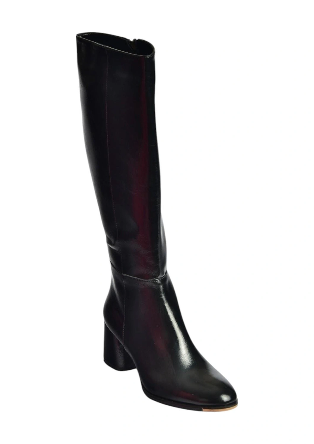 J848300160 Siyah Rustik Kalın Topuklu Kadın Çizme Siyah-rustik