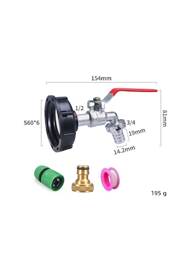 Suntek Ibc Tote Tank Adaptörü, Bahçe Hortumu Pirinç-nozul