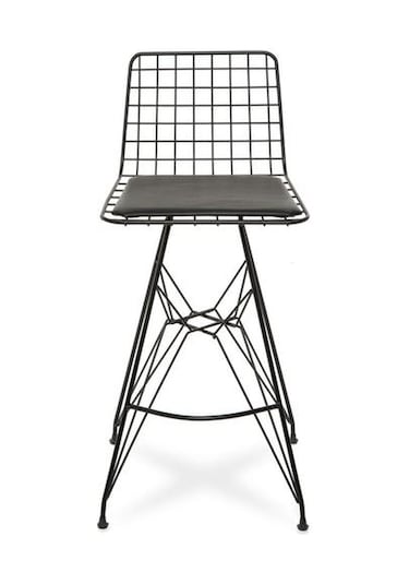 Akın Lüx 2'li Tel Bar Taburesi - Siyah Siyah