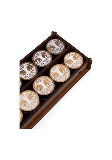 4 Numara Hayat Ağacı Desenli Tavla Pulu