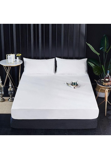 Beyaz Konfor Yatak İpeksi Yumuşak Konfor Çarşafları Fırçalanmış Mikrofiber Polyester Derin Cep Yatak Örtüsü Su Geçirmez Levha