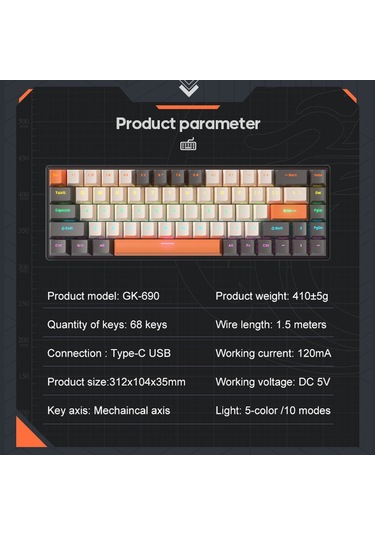 Xindoker 68 Tuşlu Mekanik Klavye - Rgb Aydınlatma, 10 Işık Modu, Çıkarılabilir Kablo, Çoklu Sistem Desteği, Dayanıklı Tuşlar Xindoker 68 Tuşlu Mekanik Klavye - Rgb Aydınlatma, 10 Işık Modu, Çıkarılabilir Kablo, Çoklu Sistem Desteği, Dayanıklı Tuşlar