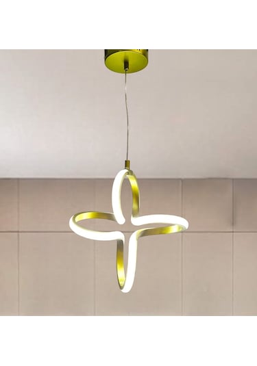 Renkoled Aydınlatma Kumandalı 3 Renk Işıklı Modern Sarkıt Led Avize Gold Kasa Gold