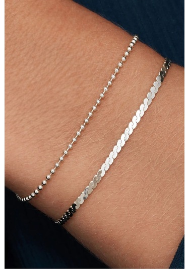 Azuris Silver 925k Gümüş Serpantin Ve Toplu Zincir Bileklik Gümüş