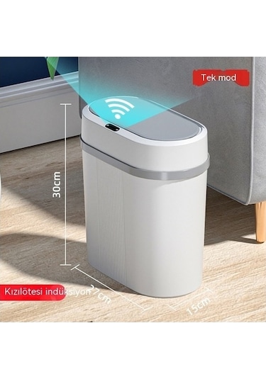 Tenfowee 12 Litre Beyaz Akıllı Çöp Kutusu: Entegre Sensör, Otomatik Kapak Ve Manuel Mod, Su Geçirmez Abs Malzeme, Ev/ Mutfak/ Banyo İçin Beyaz