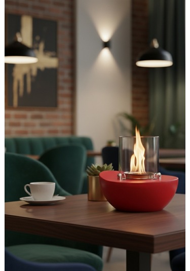 Meta Kırmızı Biyoetanol Masaüstü Şömine - 1 Lt Copart Yakıt Hediye