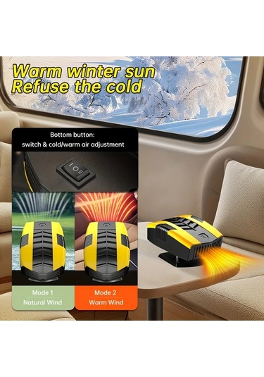 Willowhaven Siyah Sarı 150w Taşınabilir Araç Isıtıcı Nem Alma 12v 24v 36v Karavan Minibüs