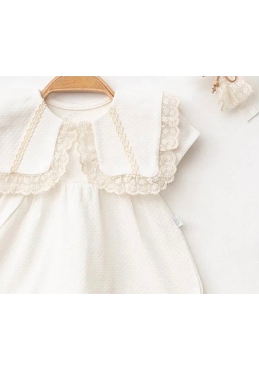 Işıl Baby Dantel Yaka Detaylı Elbise Ekru