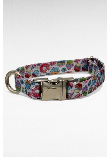 Caramelos İsimli Köpek Tasması, Yavru Köpek Tasması, Küçük Irk Köpek Tasması, Metal Kilit, 1,5 Cm Kırmızı - Mavi