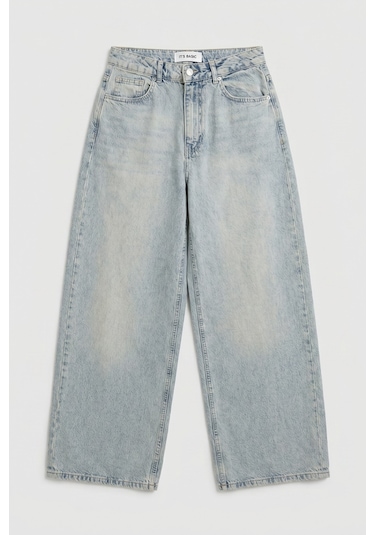 Itsbasic Kadın Kot Renk 4s6-32 Süper Baggy Fit %100 Koton Denim Jean Mavi