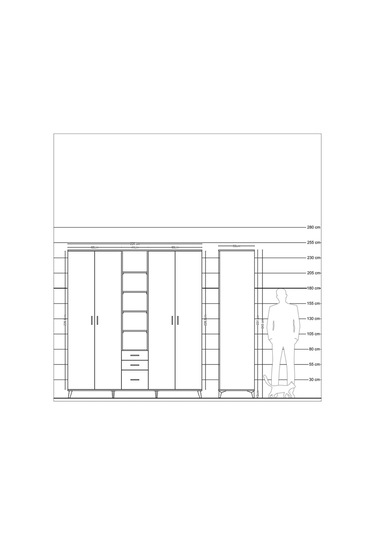 Kronos Dolap 17 Raflı 3 Çekmeceli 4 Kapaklı 220x59x243 Çam-çam/aytaşı Atlas Çam/aytası