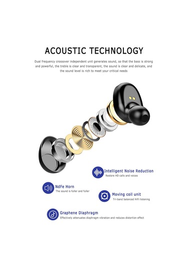 Skycity F9-8 Siyah Tws Bluetooth Kulaklık - Bt 5.0, 8d Stereo Ses, 2000mah Şarj Kutusu, Su Geçirmez, Dokunmatik Kontrol, Hd Konuşma