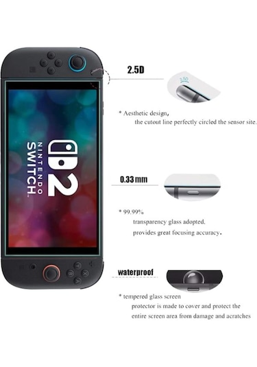 Switch 2 Temperli Cam Ekran Koruyucu 2li Paket Nintendo Switch 2