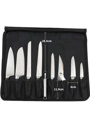 Xindoker Şef Bıçakları Taşıma Çantası - Omuz Askılı, Siyah Oxford Kumaş, 48x18 Cm Siyah