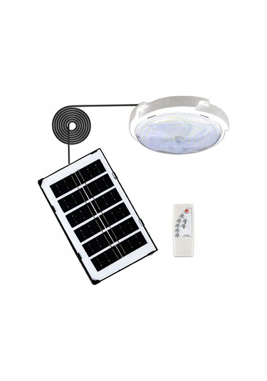 Tenfowee Güneş Enerjili 65w Led Tavan Lambası - 60 Işık Diyotlu, Ip66 Su Geçirmez, Uzaktan Kumandalı Beyaz