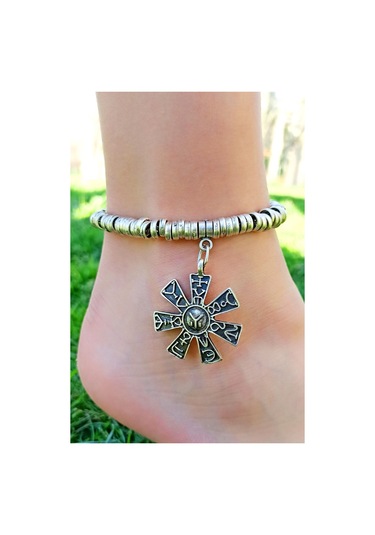 Antik Gümüş Kaplama Özel Figür Şekilli El Yapımı Kadın Halhal Gümüş