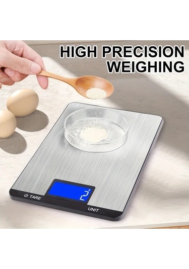 Fastbuy 1 Adet Gümüş Paslanmaz Çelik Taşınabilir Elektronik Mutfak Terazisi, 100 Gr Hassas Ölçüm Ev Tipi Gümüş