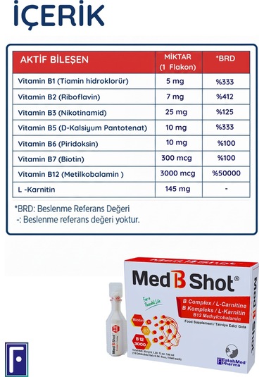 B12 Kompleks Vit. Metilkobalamin ,b1 ,b2,b3,b5,b6,b1 ,biotin ,l Karnitin 2'li Avantaj