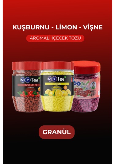 Mytee 3'lü Limon - Kuşburnu - Vişne Aromalı Granül İçecek Tozu 3 X 250gr 750 G