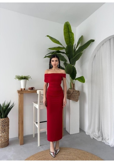 Dron Straplez Elbise Altın