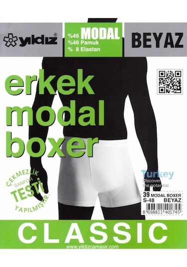 Yıldız Erkek Modal Likralı Boxer 37/42 - 6 Adet 001