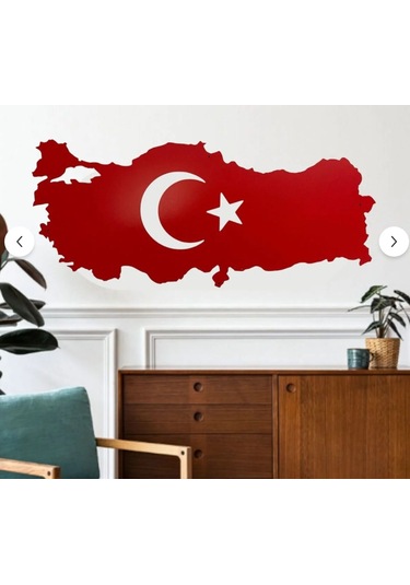 Türkiye Haritası Kırmızı Mdf Duvar Tablosu 50cmx22cm -
