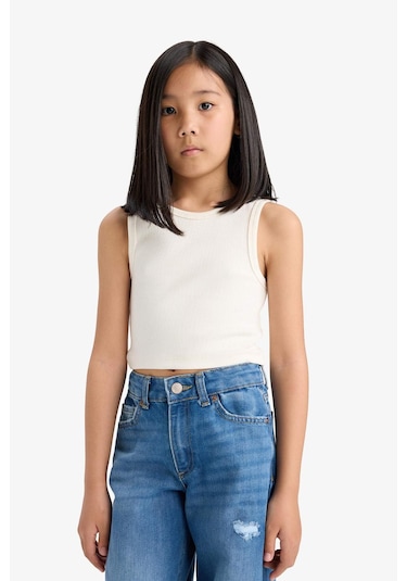 Defacto Kız Çocuk Bisiklet Yaka Basic Düz Atlet D9097a825hser100 Ekru