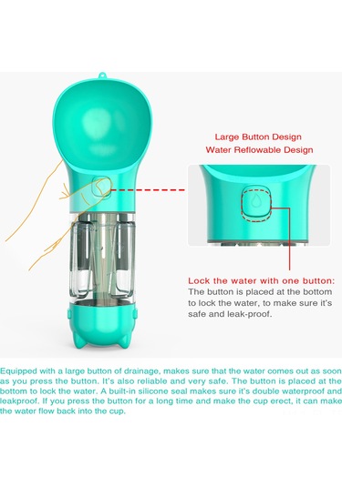 Lemestar Köpek Seyahat Su Fincanı - 300ml Multifonksiyonlu Pet İçme Aleti Ve Koku Temizleyici Seti Mavi