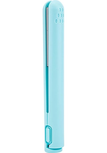 Mavi Taşınabilir Küçük Saç Maşası 2-ın-1 Çift Amaçlı Saç Düzleştirici Ev Yurt İçin Usb Fiş Bigudi