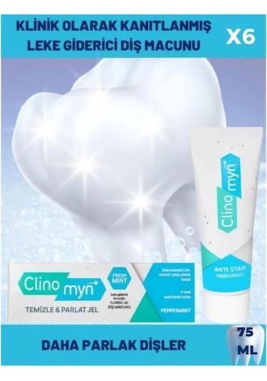 Clinomyn Temizle & Parlat Jel Diş Macunu 6 x 75 ML