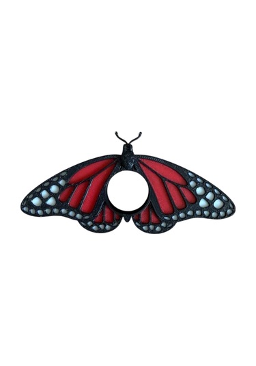 Kitap Ayracı - Sayfa Tutucu - Tek El Kitap Okuma Aparatı Kırmızı Kelebek