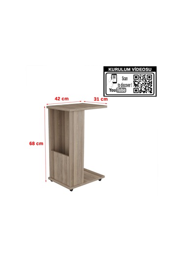 Modilayn Ata Gazetelik- Dergilik- Servis Tekerlekli C Yan Sehpa N11.2682