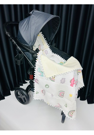 Dino 90 100 Çift Katlı Pikeli Müslin Battaniye Yastık Ve Alt Açma 3 Lü Set - Sarı Sarı