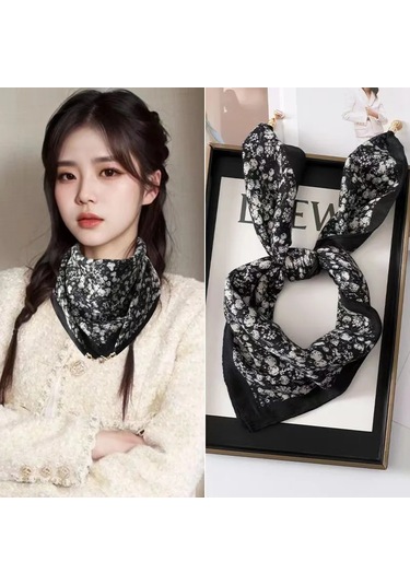 Prosperlink Lüks Manyetik Toka Çizgili İpek Eşarp - Kadın Bahar/sonbahar Moda Boyun Sarar Aksesuarone Sizekadın Fildişi