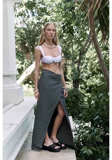 Fabriyonto Asimetrik Antrasit Uzun Etek Antrasit