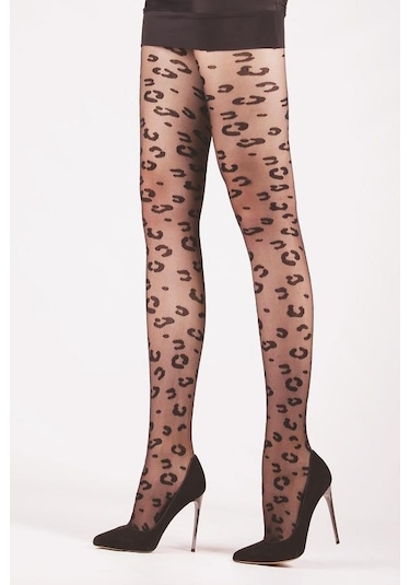 Daymod Day Mod Retro Leopar Desen Külotlu Çorap Siyah