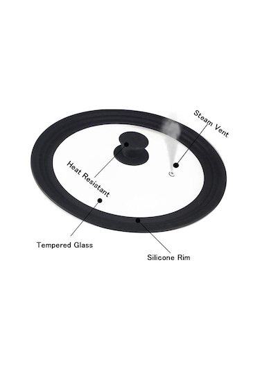 Homyl Tencere Tavalar Için Evrensel Silikon Cam Kapak Kapakları Siyah