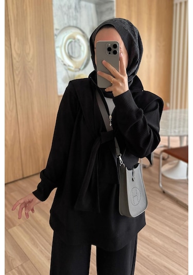 Omuz Atkılı 3'lü Takım - Siyah Siyah