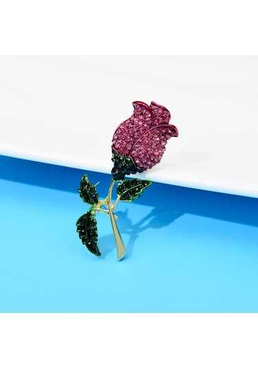 Mor Blucome Rhinestone Çiçek Broş Kadınlar Için Parlayan Kıvılcım Pin Lale Gül Aksesuarları Yeni 2023