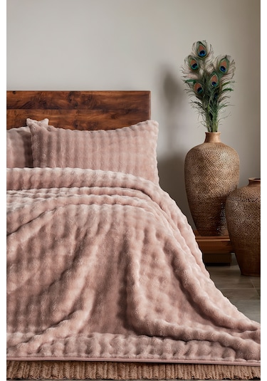 Bubble Battaniye Seti Tek Kişilik Pudra Pudra