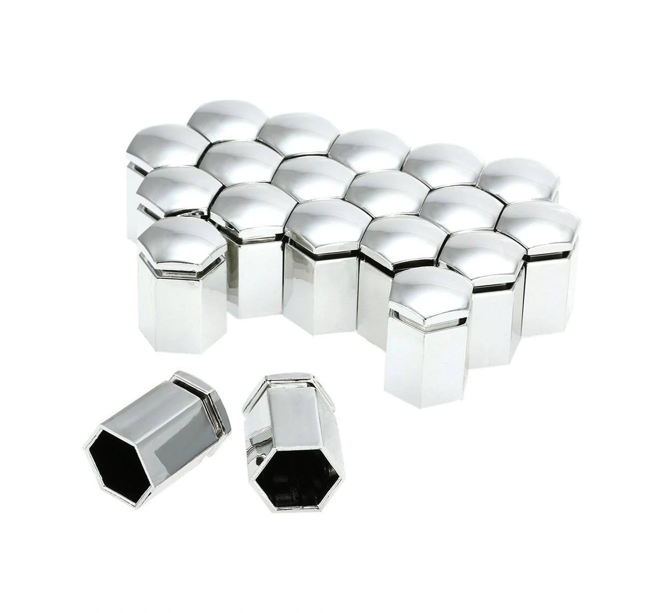 Neevoyu Vauxhall İçin 17mm Çelik Jant Somun Kapakları 20 Adet + Uygulama Aracı - Gümüş Renk, 30mm Yükseklik