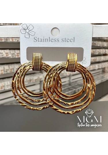 Gold Çelik Küpeler - Kp00116 Çok Renkli